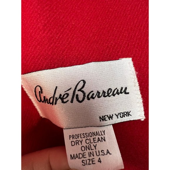 Andre' Barreau women's blazer Button Front Collared Red 100% Pure Wool Size 4 - Picture 5 of 14